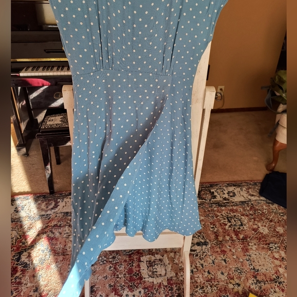 MAEVE DRESS (ANTHROPOLOGIE) XS Blue Polkadot - Picture 3 of 7